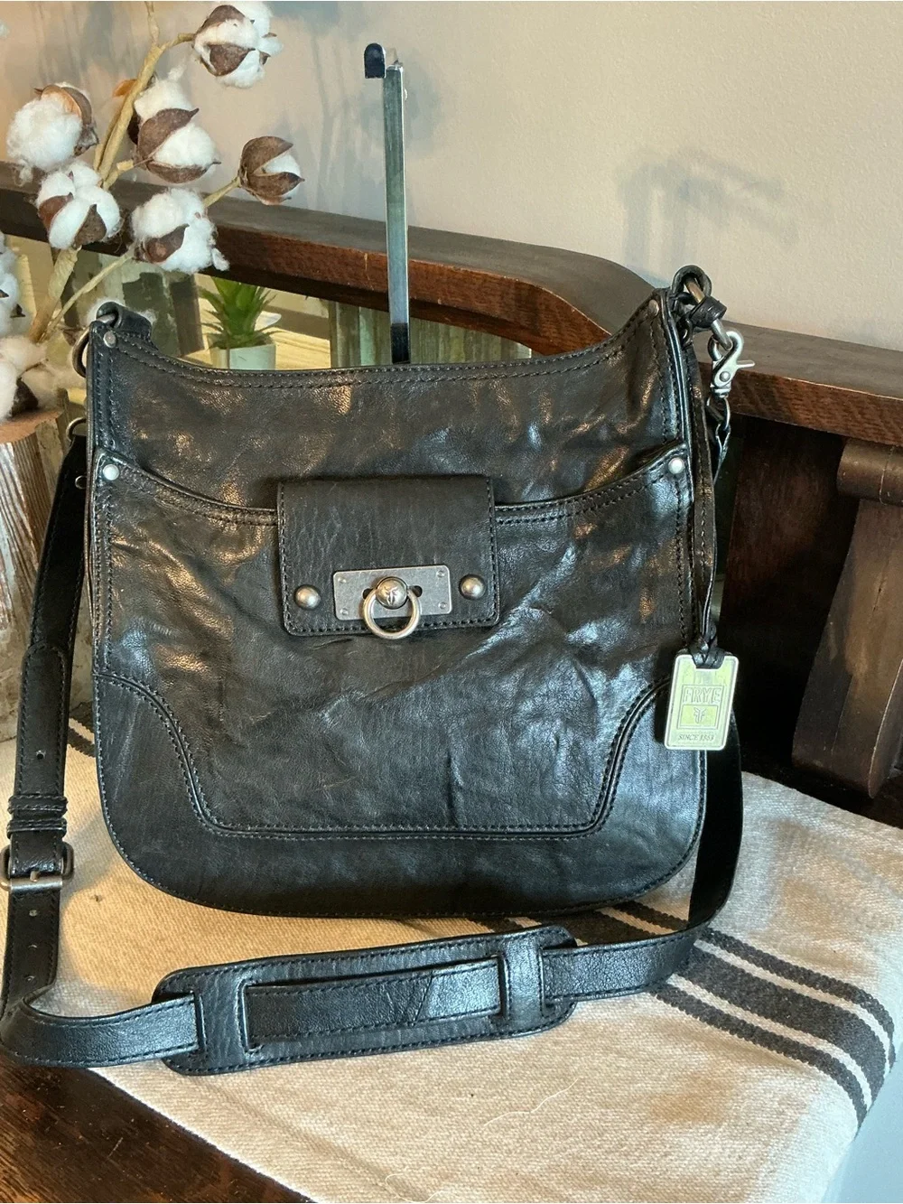 Frye Cameron Leather Crossbody Bag Black Includes Hangtag Retail $438